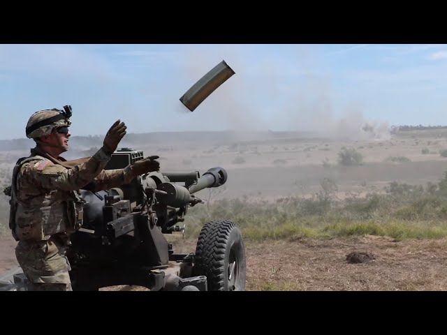 1-134th Field Artillery Regiment conducts direct fire during Operation Northern Strike