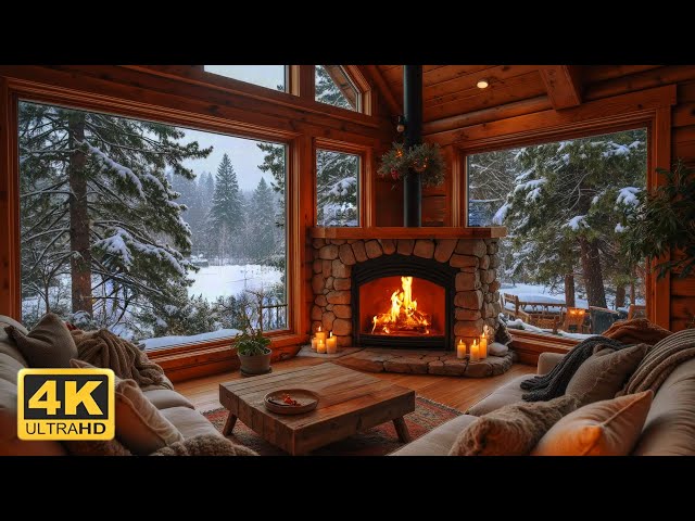 Cozy Living Room Ambience with Crackling Fireplace❄️🔥Warm Piano Music for Work & Relaxation