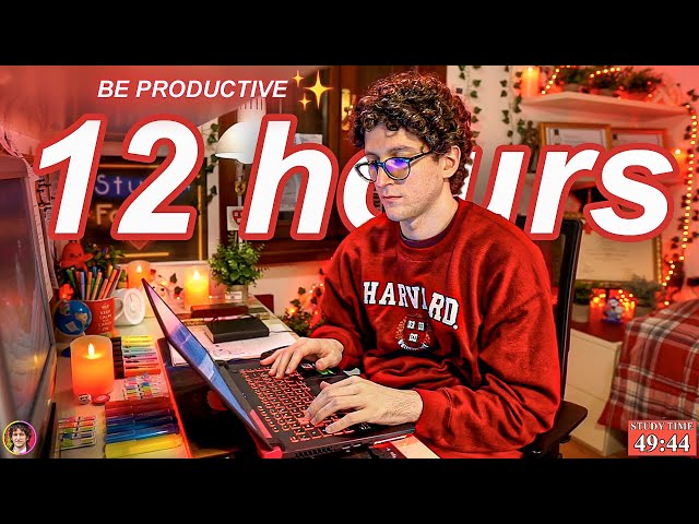 STUDY WITH ME LIVE | 12 HOURS ✨ Harvard Alumnus, Chill Work With Me, Rain Sounds, Pomodoro Timer