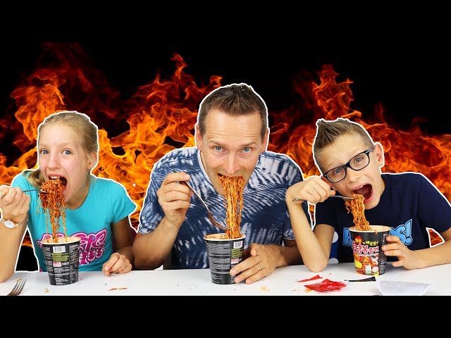 KOREAN FIRE NOODLE CHALLENGE! w/ our DAD