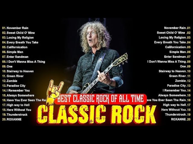 Nirvana, Queen, Bon Jovi, Scorpions, AC/DC, Aerosmith, GNR - Best Classic Rock Of 70 80s 90s