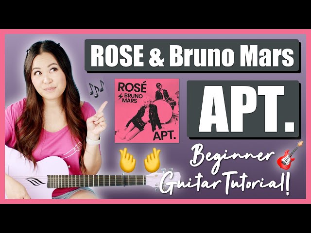 APT. ROSE & Bruno Mars Beginner Guitar Lesson EASY Tutorial 🎸 Chords, Strumming & Printable Guide! 📝