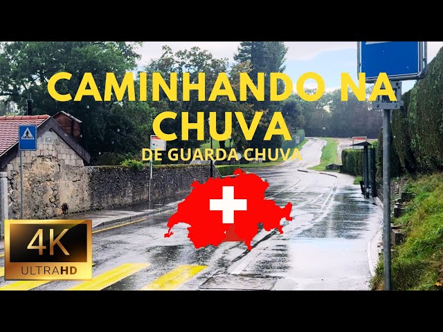 Interior da Suíça Caminhando na chuva relaxante 4K 60FPS HDR