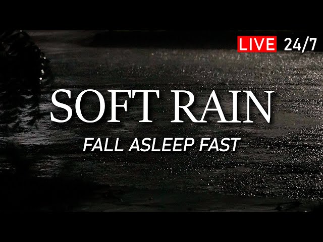 🔴 Fall Asleep Fast - Soft Rain Sounds for Sleeping + Dark Screen. Deep Sleep, Relaxation, Meditation