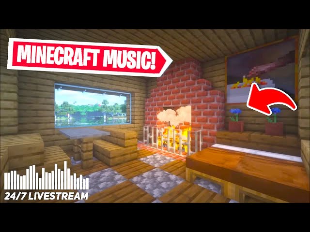 Old Minecraft Relaxing Music🎵 With Campfire And Wave Ambiance🎵 - Sleep & Chill - LIVE🔴 24/7