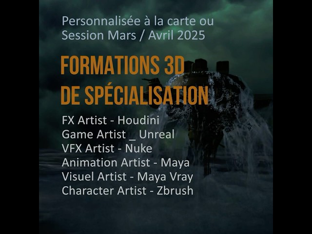 Formations spécialisation 3D personnalisées à la carte ou en session vers un job en studio de prod