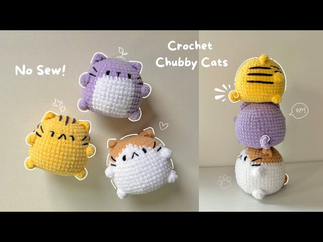 Crochet NO SEW squishy chubby cats | three in one tutorial | quick and easy to make 🐱