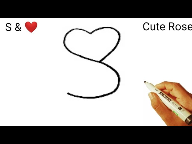 Rose flower drawing from letter S & ❤️ sign l Easy Rose drawing tutorial step by step for beginners