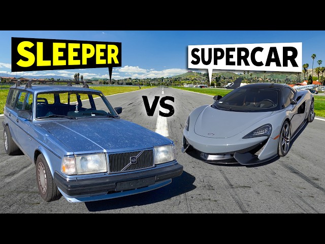 McLaren 570S Spider Drag Races @_Gingium_'s Sleeper Volvo wagon