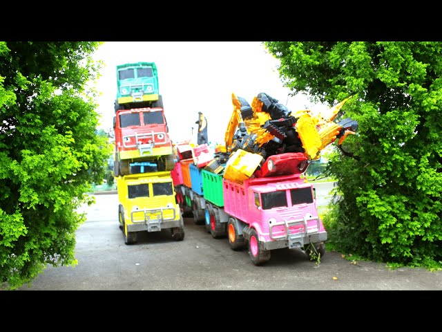 Diy tractor & mini Bulldozer to making concrete road | Construction Vehicles, Road Roller #14