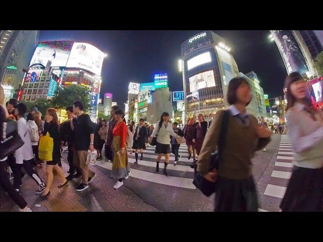 [3D VR180] Insta360 EVO HDR Night Shooting test @ Shibuya scramble crossing