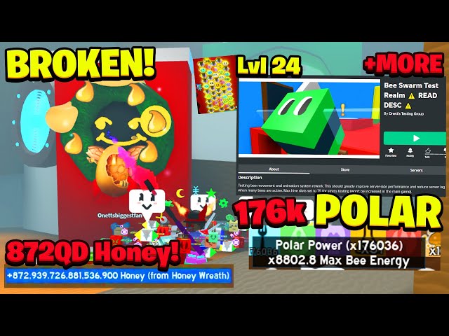 He BROKE Test Realm! 176k Polar Power, 872QD Honey From HONEY WREATH + MORE! (Bee Swarm Simulator)