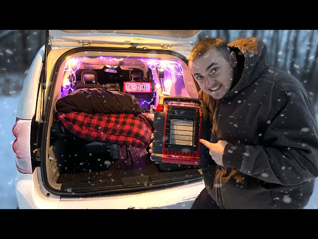 🥶 Solo Car Camping in the Freezing Forest! Winter Camping New Setup | Dodge Campervan / Van Life