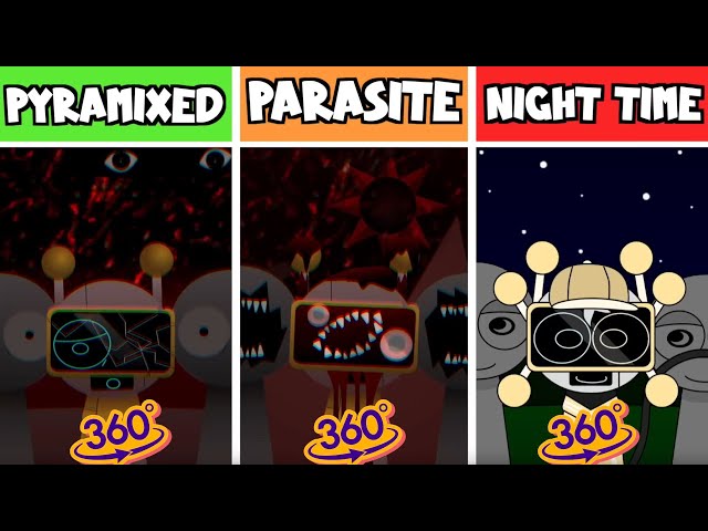 360 VR | Incredibox Sprunki | ANIMATED Pyramixed VS ParaSprunki VS Night Time