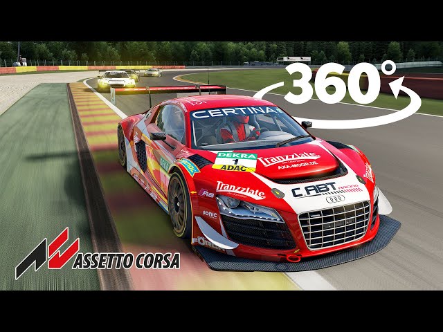 Car racing 360°Audi R8 LMS Ultra at Spa Francorchamps Track VR Experience