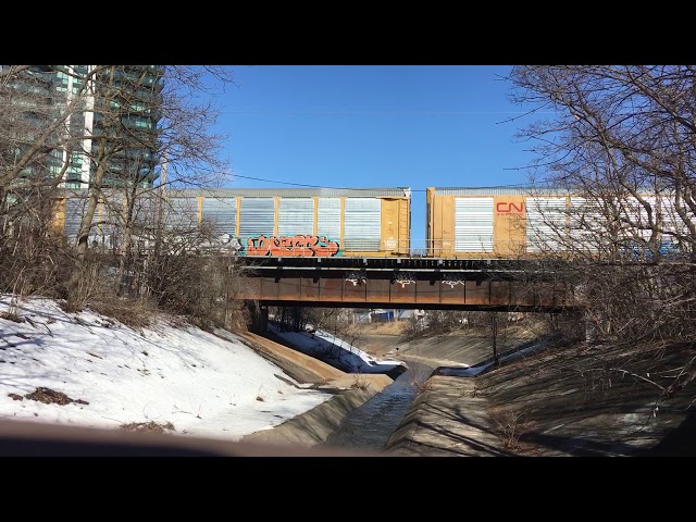 Freight train over the Brampton Etobicoke Creek diversion