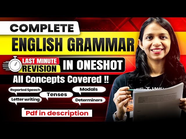 Complete English Grammar Last Minute Revision In ONESHOT - All Concepts Covered !!