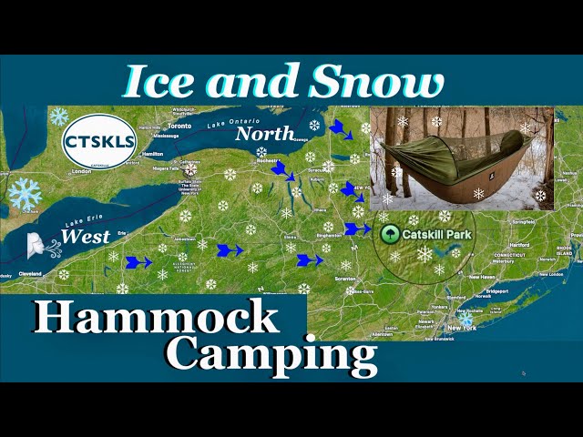 HAMMOCK CAMPING (ICE AND SNOW) the Great Northern Catskills, -5° FROZEN AT  Bushcraft camp FULL MOON