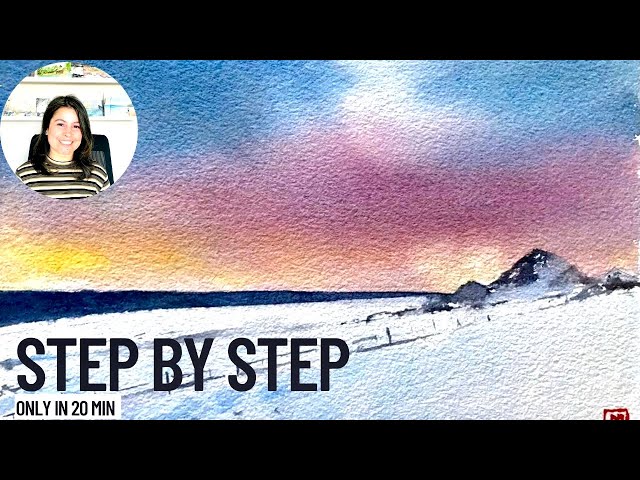 Easy Watercolor Winter Landscape Painting