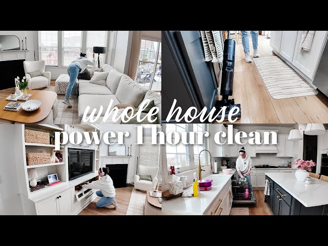 WHOLE HOUSE CLEAN WITH ME | Power 1 Hour Clean