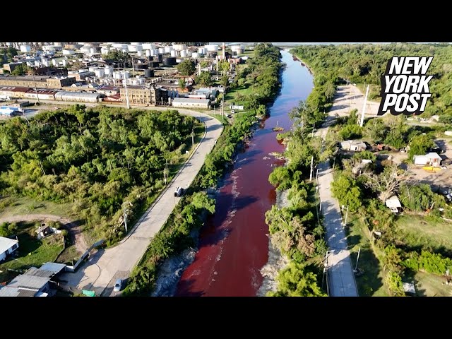 Argentina canal mysteriously turns bright red, looks like it’s ‘covered in blood’