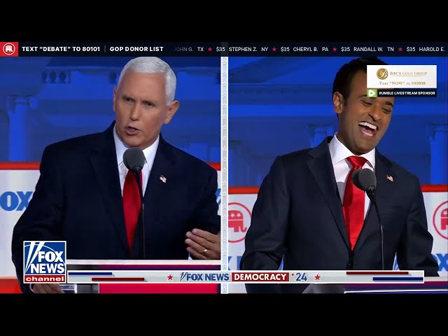 Mike Pence and Vivek Ramaswamy argue during the Republican Debate