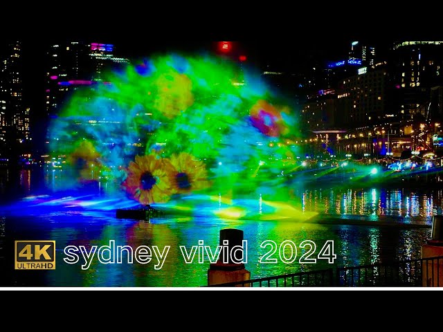 Sydney walk｜Vivid Sydney 2024: A Feast of Lights, Music, Creativity, and Food｜Darling Harbour｜4KHDR