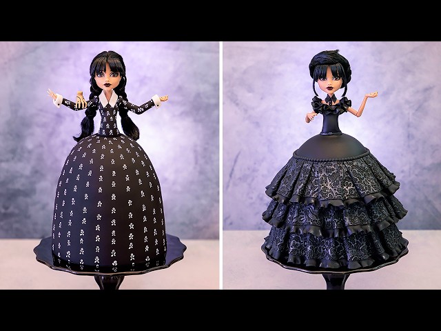 🖤 WEDNESDAY Addams Cakes 🖤 2 Amazing Doll Cake Decorating Tutorials