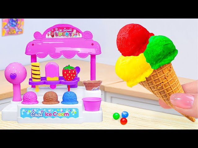 Satisfying Rainbow Ice Cream Recipe | Miniature Rainbow Sprinkle Ice Cream Making | Sara Mini Cake