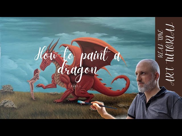 How to paint a dragon in acrylics in real time Part 2 - Artbysavvis