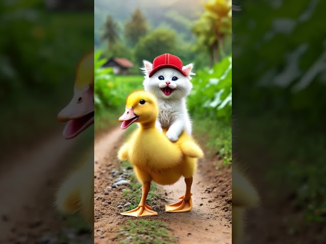 Cat And Duck Friendship 🫂❤ #cat #cute #funny #catlover #shorts #youtubeshorts