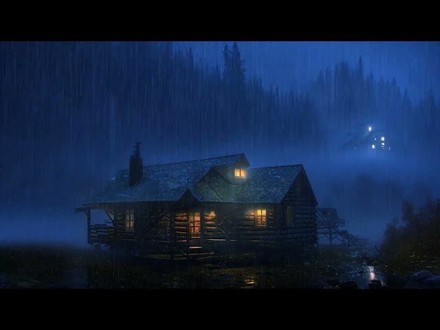 Rainy Cozy Cabin at Night Live Wallpaper