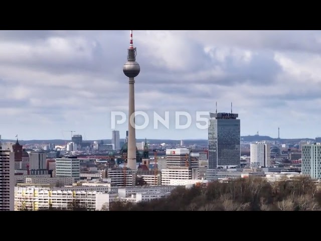 Aerial View On City Center Of Berlin Germany - Capital Helicopter Flyover - 4k Stock Footage