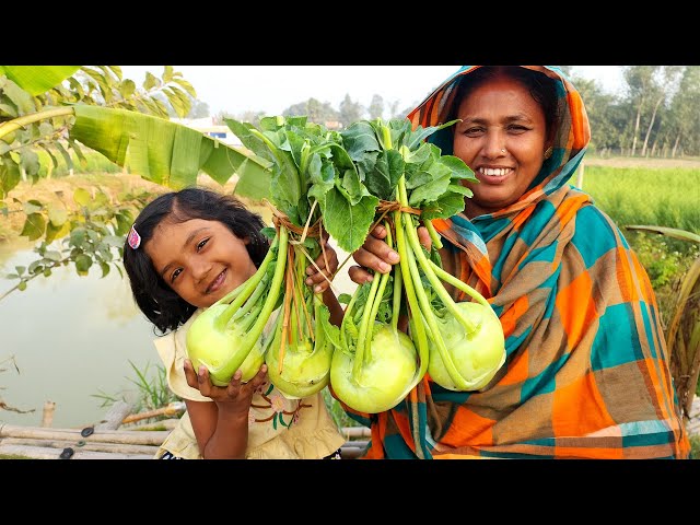 VILLAGE FOOD Shalgam Chingri Mach Recipe OLKOPI SHUTKI RANNA TURNIP DRY FISH CURRY Easy Lunch Meal