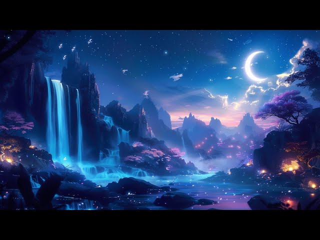 Deep Sleep Music: Waterfall at Night - Relaxing Sleep Music