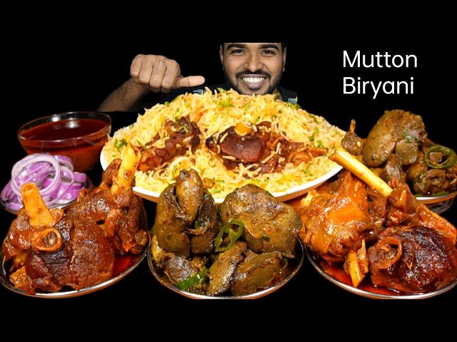 Eating Spicy Chicken Liver Gizzard Fry with Mutton Biryani | Mutton Nalli Curry & Gravy Mukbang