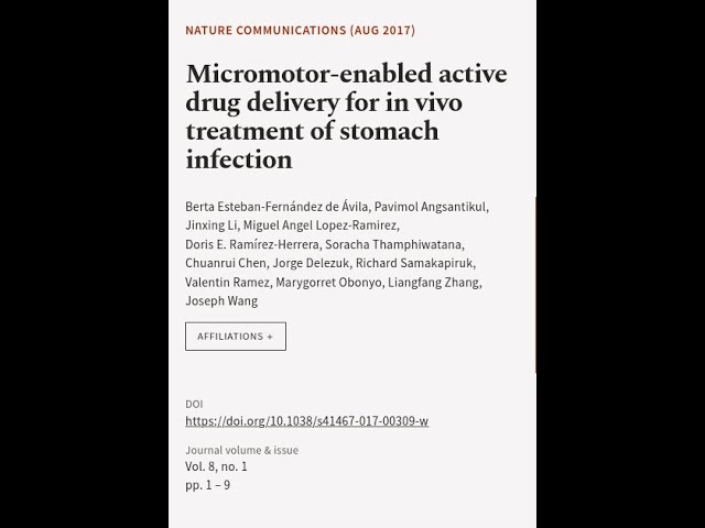 Micromotor-enabled active drug delivery for in vivo treatment of stomach infection | RTCL.TV