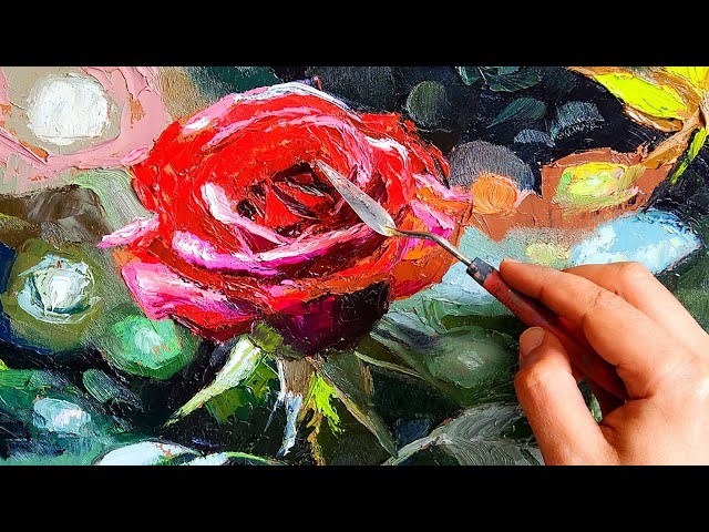 Watch This Rose Oil Painting Come to Life in Minutes!