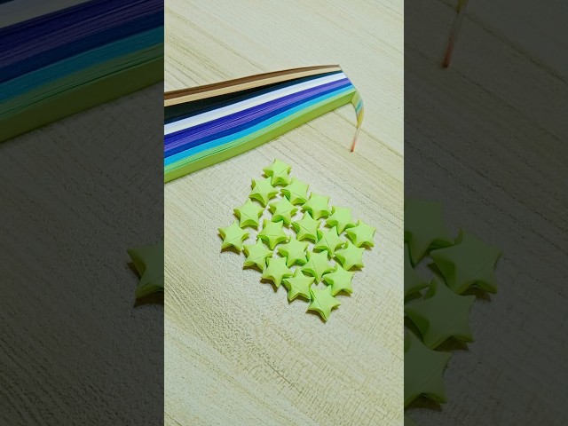 ⭐Neon Stars⭐ | Day 17 of Making 27-Color Paper Stars | #paperstars #shorts #neongreen #artsandcrafts