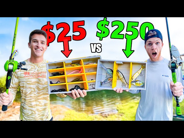 $25 VS $250 Tackle Box Fishing Challenge (BIG BASS)