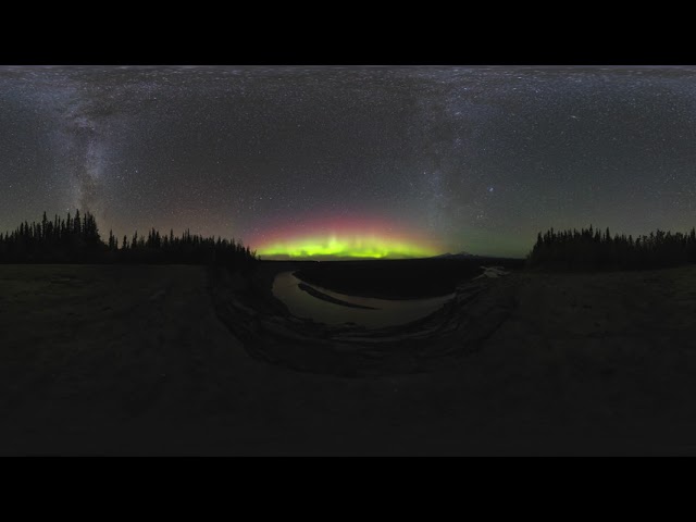 8k 360 video clip of the Aurora and Autumn Milkyway