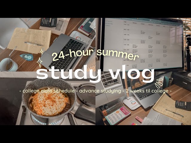 24 hr summer study vlog | advance studying for college, college routine, new books, class schedule