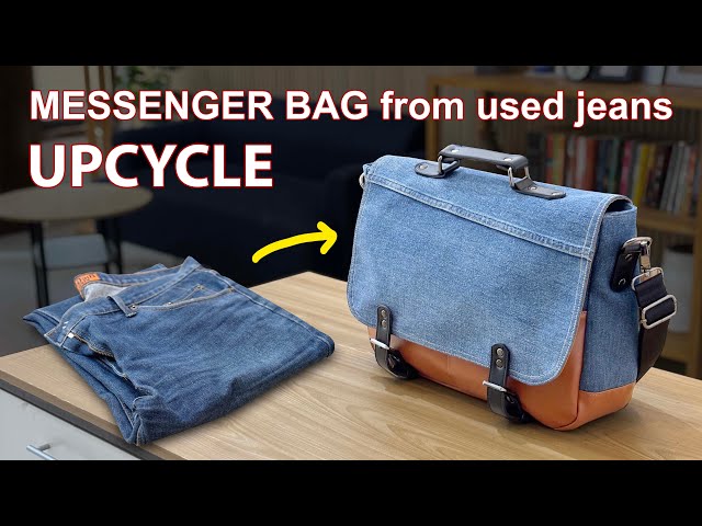 (ASMR) UPCYCLING OLD JEANS INTO A MESSENGER BAG