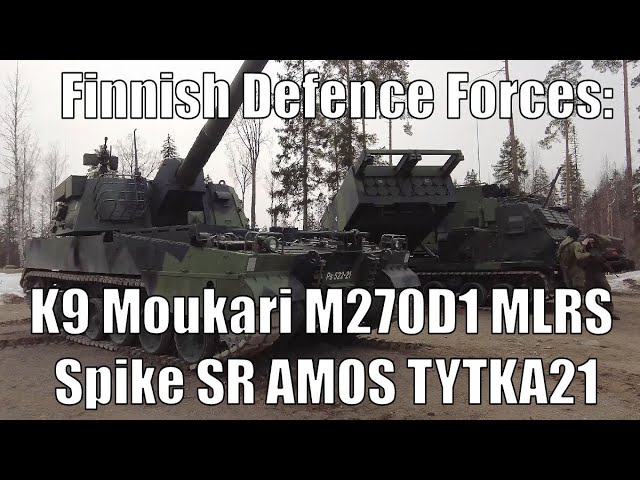 Finnish Army New Equipment Demonstration -  K9 Moukari - M270D1 MLRS Spike SR AMOS launcher TYTKA21