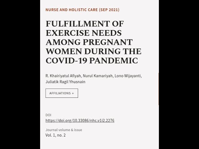 FULFILLMENT OF EXERCISE NEEDS AMONG PREGNANT WOMEN DURING THE COVID-19 PANDEMIC | RTCL.TV