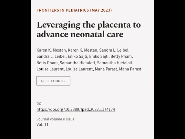 Leveraging the placenta to advance neonatal care | RTCL.TV