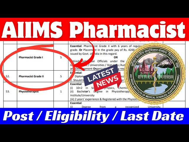 AIIMS Pharmacist Vacancy 2025 | AIIMS Jammu Pharmacist Vacancy 2025| Aiims  2025 #aiims #drxmentor