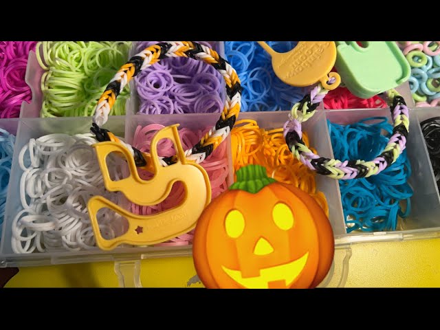 Rainbow loom Halloween Fishtail Bracelet Tutorial using Happy loom or Speed Loom!