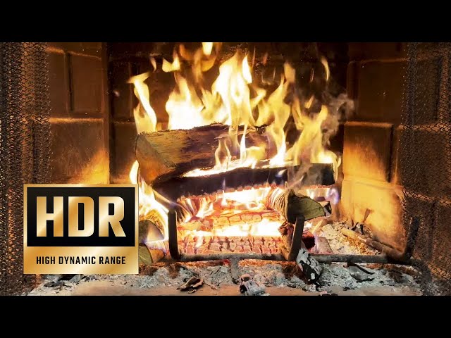 24/7 Cozy HDR Fireplace | Relaxing Virtual Fireplace with Crackling Fire Sounds