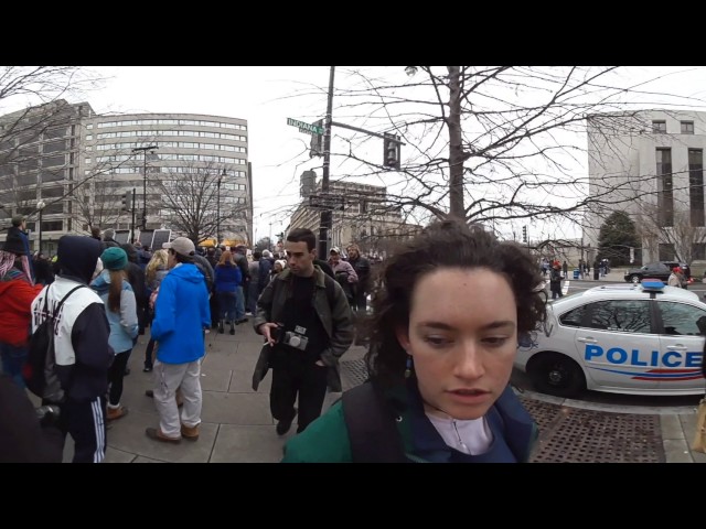 360° Donald Trump Inauguration: Protest crowd and security access line